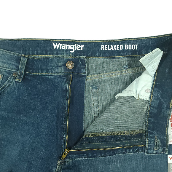 Wrangler Jeans Mens 38x32 Relaxed Boot Western High Rise Stretch Whiskered Dunn - Picture 9 of 12